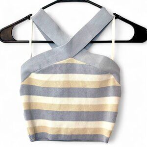 Aritzia Babaton Sz XS Sculpt Knit Striped Criss-Cross Cropped Tank